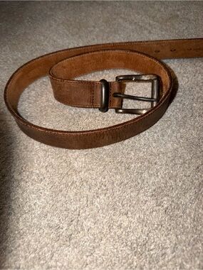 Classic Kudo’s  Men's Brown Leather Belt with Distressed Metal Buckle